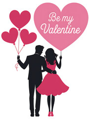 Be My Valentine Couple With Balloons