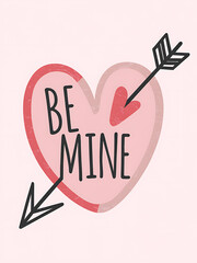 Be Mine Modern Heart Arrow Illustration
