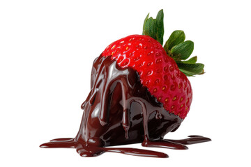 Fresh Strawberry Half-Dipped in Melted Dark Chocolate