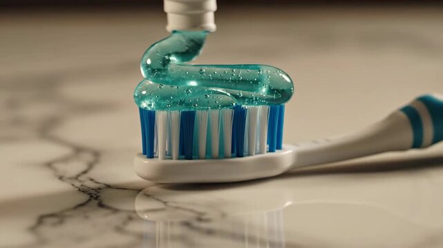 Squeezing toothpaste onto a toothbrush daily hygiene routine