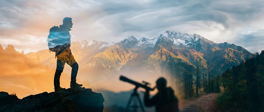 二重露光で冒険と発見を重ねた季節風景が広がるダイナミックな表現