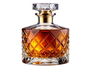 Classic Faceted Crystal Decanter with Stopper Transparent Background