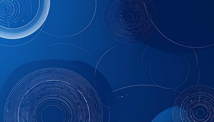 Abstract blue digital technology background with circular data waves and global network
