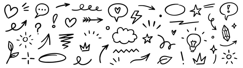 Hand drawn doodle arrow heart