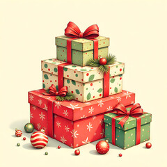 christmas gift boxes with ribbon