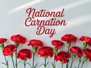 National carnation day celebration with red carnations on white background