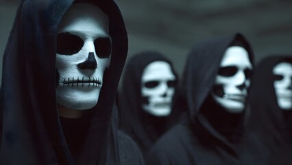 Mysterious Group in Skull Masks
