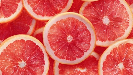 Slices of Fresh Red Grapefruit Background