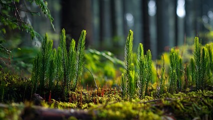 Lush Green Sprouts on the Forest Floor