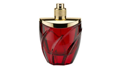 Luxury red perfume bottle isolated on transparent background