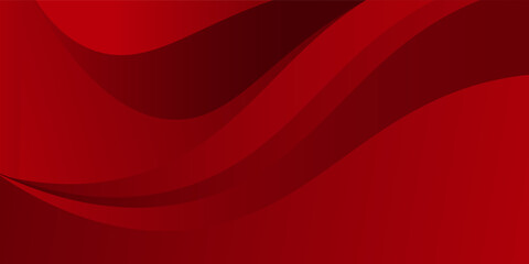 Luxury Red Waved Background with Golden Lines, Modern Backdrop with Red Textile, Vector Illustration eps 10.