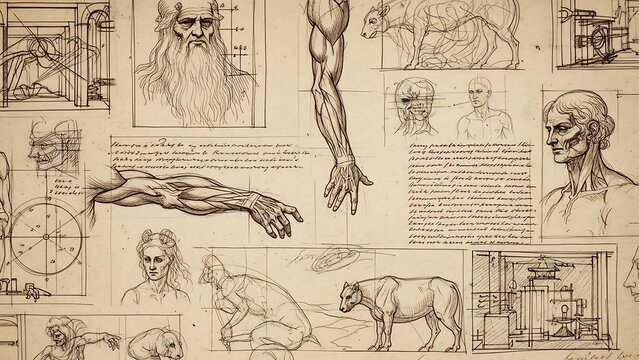 Anatomical Sketches and Studies - A Detailed Exploration of Human and Animal Forms.