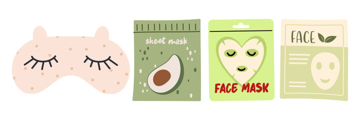 Cosmetic Products Icons Set. Colorful symbols with lipstick, mascara, moisturizer, eye shadow palette, and serum. Beauty and makeup