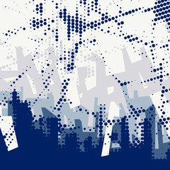 The background image shows a city with many tall buildings that look a little blurry