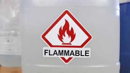 Flammable Warning Sign on a Chemical Container