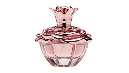 Pink perfume bottle isolated on transparent background