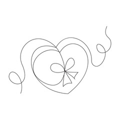 Continuous one-line drawing gift box on holiday. Present a package, a surprise inside. Single line draw design graphic, Continuous one