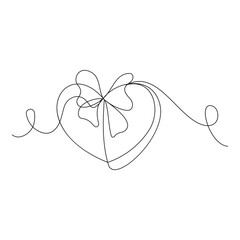 Continuous one-line drawing gift box on holiday. Present a package, a surprise inside. Single line draw design graphic, Continuous one