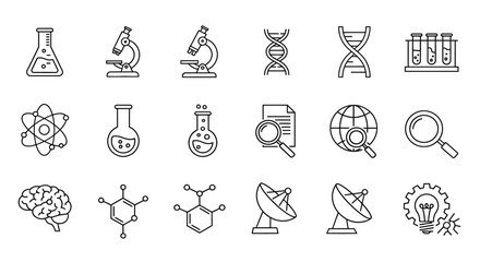Scientific symbols and icons illustration