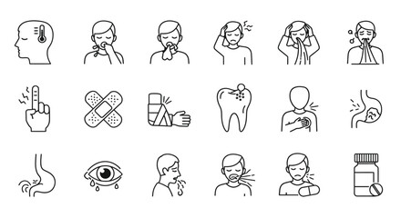 Obraz premium Common health symptoms illustrated illustration