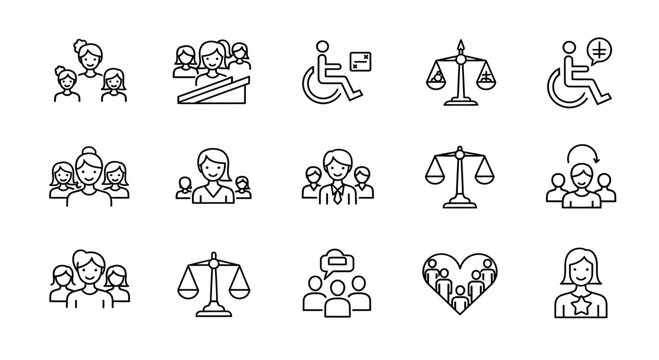 Icons representing diversity and inclusion illustration