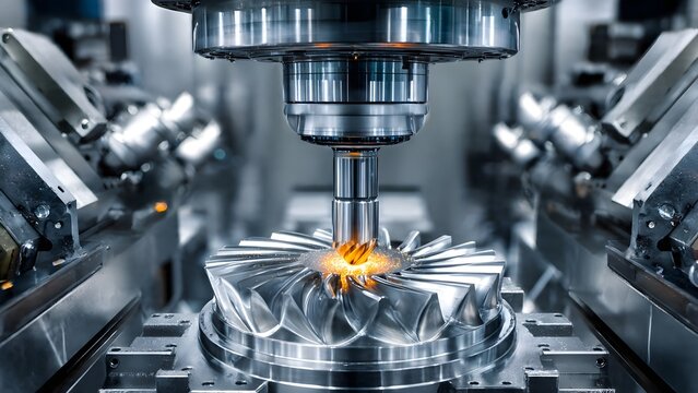 Precision CNC Milling of a Metal Turbine with Sparks