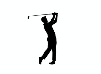 Golfer swinging club in silhouette for golf sport recreation athletic leisure country club outdoor activity professional game branding design