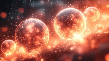 Naklejka premium Graphic Banner Design Showing Round Tech Spheres With Abstract Light Reflections Illustrating Volume In a Digital Architectural Composition