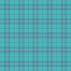 Commercial check textile plaid, folklore seamless tartan pattern. Occupation fabric background texture vector in teal and cyan colors.