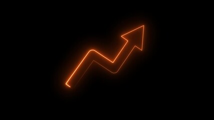 Glowing neon stock market charts with rising up arrow showing successful business growth and positive financial performance. Transparent financial data visualization symbolizing profit. - Powered by Adobe