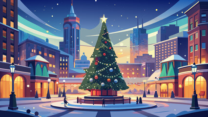 Christmas tree in city square © Chandra