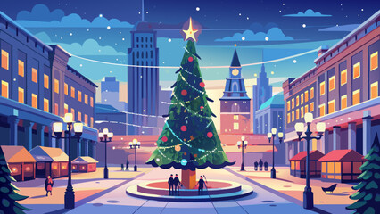 Christmas tree in city square © Chandra