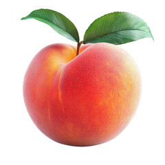 fresh ripe peach realistic 3D isolated on a white background