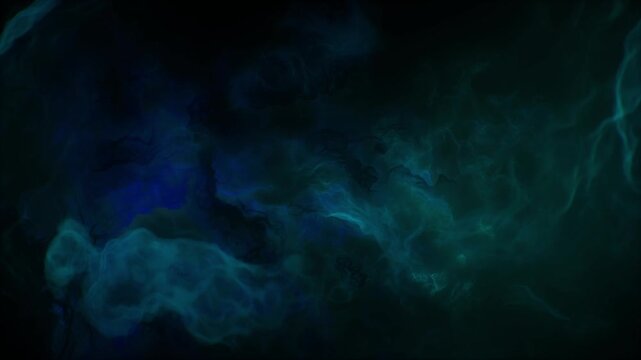 Abstract Deep Blue and Teal Nebula or Smoke Background, Space, Mystical, Energy, and Digital Texture