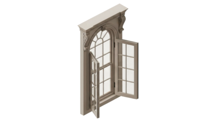 Ornate Arched Window Open