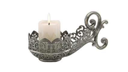 Ornate Candle Holder With Flame