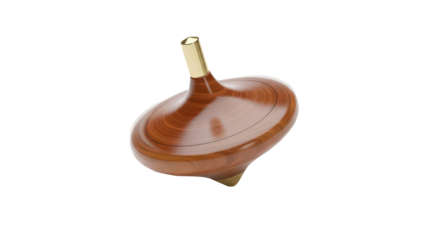 Wooden Spinning Top With Brass Accent