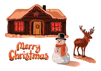 Christmas greeting card with snowman