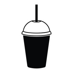 Smoothie Cup Silhouette Vector Icon for Healthy Beverage and Fitness Concept