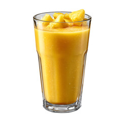 Pineapple smoothie in a clear glass cup  isolated die-cut	
