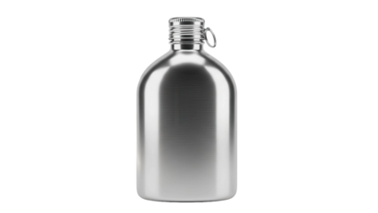 Metal Flask Isolated Black Background