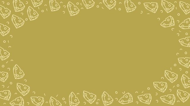 Cheese lover's day doodle frame background food pattern cute yellow perfect for menus, invitations, social media posts, or any celebration of cheese