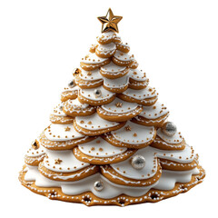 Gingerbread cookie Christmas tree isolated on a white background