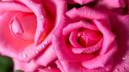 unanimity. Rose flowers with water droplets in botanical close-up, directional light on water drops. gardening catalogs, home-decor guides, designed for home decor and floral branding.