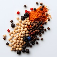 Hyper-Realistic Close-up of Sumac and Mixed Peppercorns