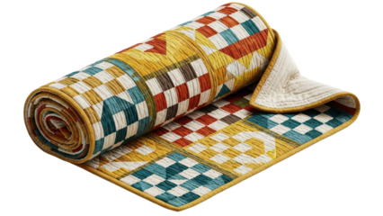 Rolled Quilt With Geometric Pattern