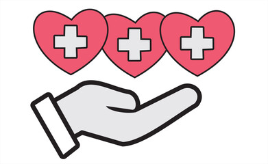 hand with heart madical sign.EPS