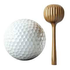 Golf ball and tee isolated on a white background