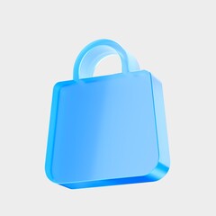 3D shopping bag icons, ecommerce retail concept. Colorful gradient glass like icon, trending glass holographic icon, for graphic design, UI UX interfaces, 3d render illustration.

