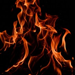 Abstract Fire Flames on Black Background with Dramatic Lighting